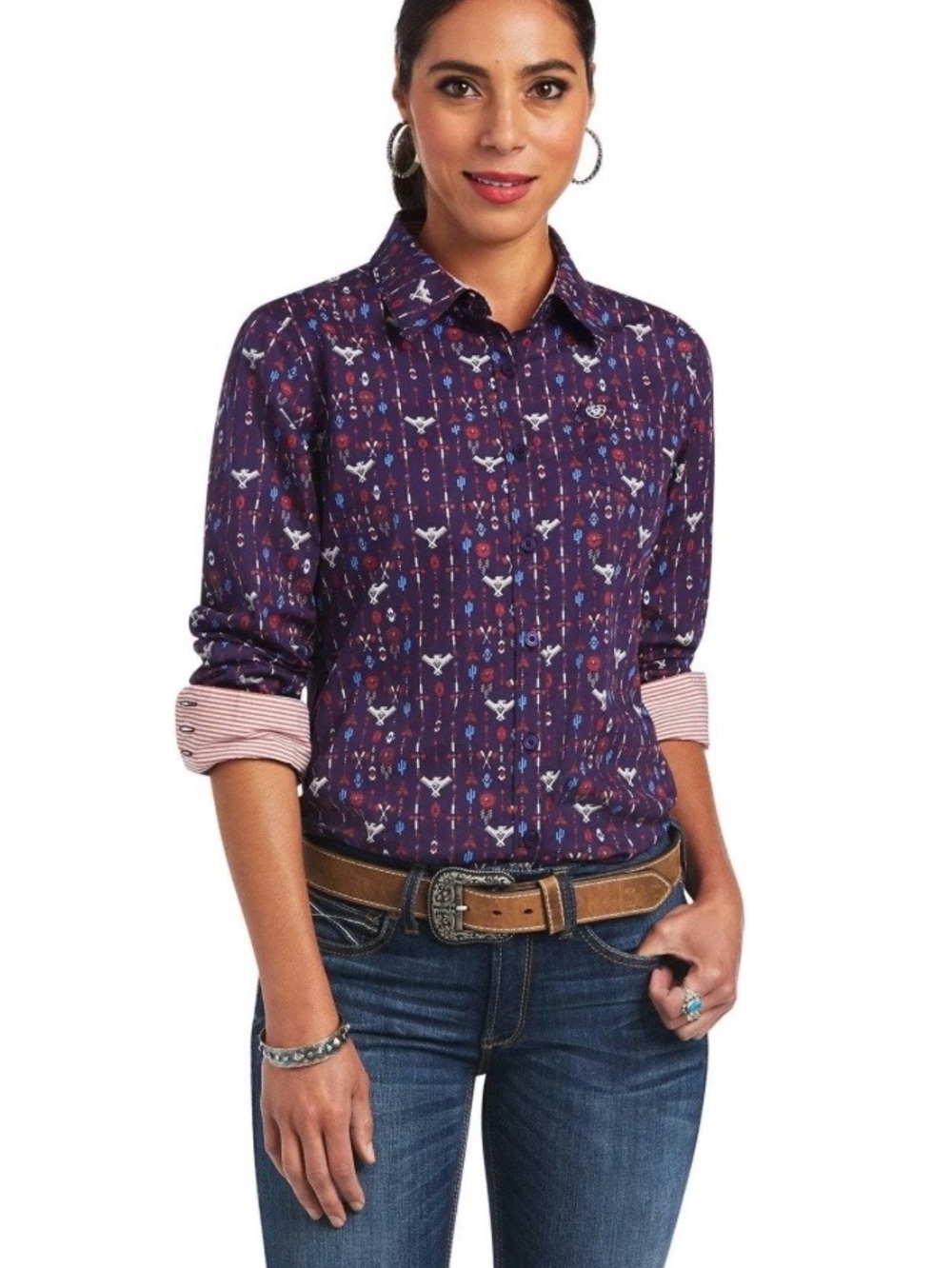 Ariat Kirby Long Sleeve Button Up Southwest Thunderbird Print Western Shirt